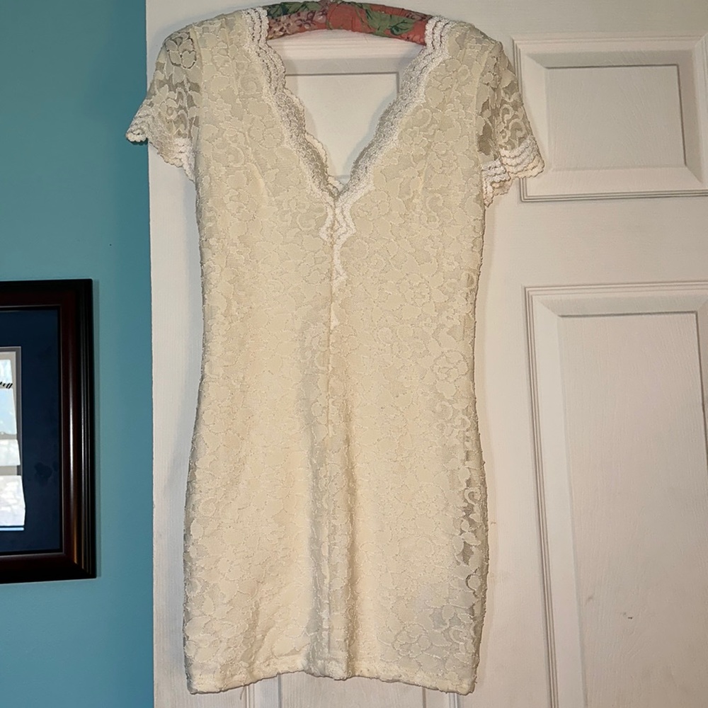 Urban Outfitters mini off-white lace dress